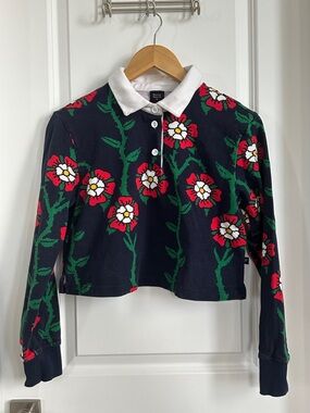 Rowing Blazers for Target Knit Navy Polo with Multicolor Floral